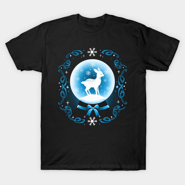 Snow Globe Deer T-Shirt by Vallina84